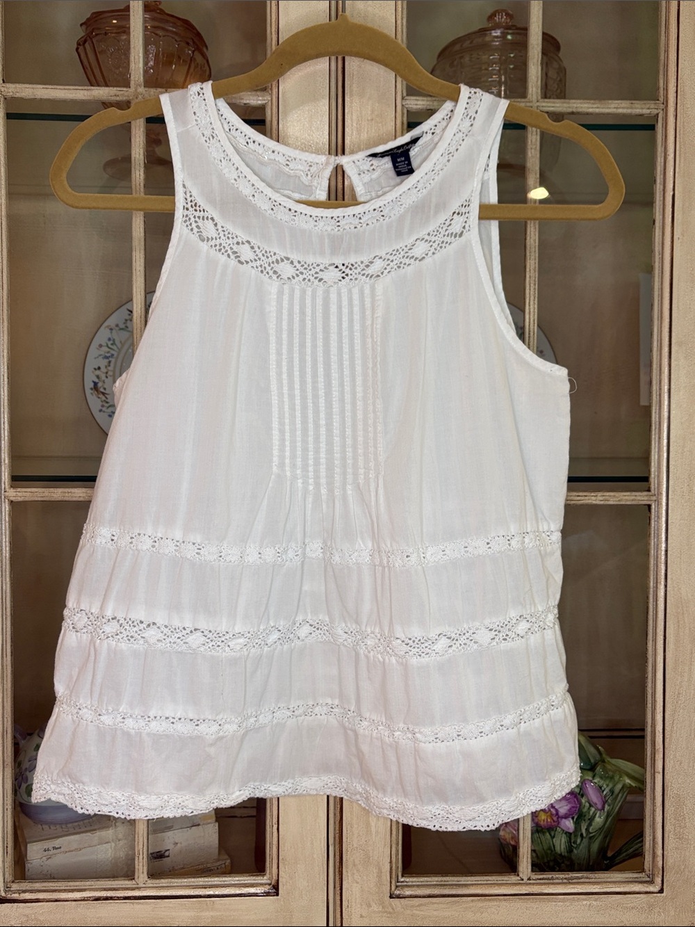 100% Cotton White Sleeveless Top from American Eagle